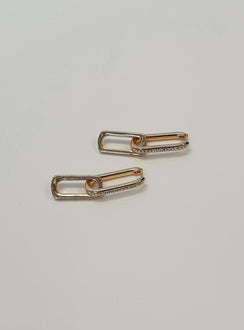 Earrings Gold toned Hoop fastening Diamante detail