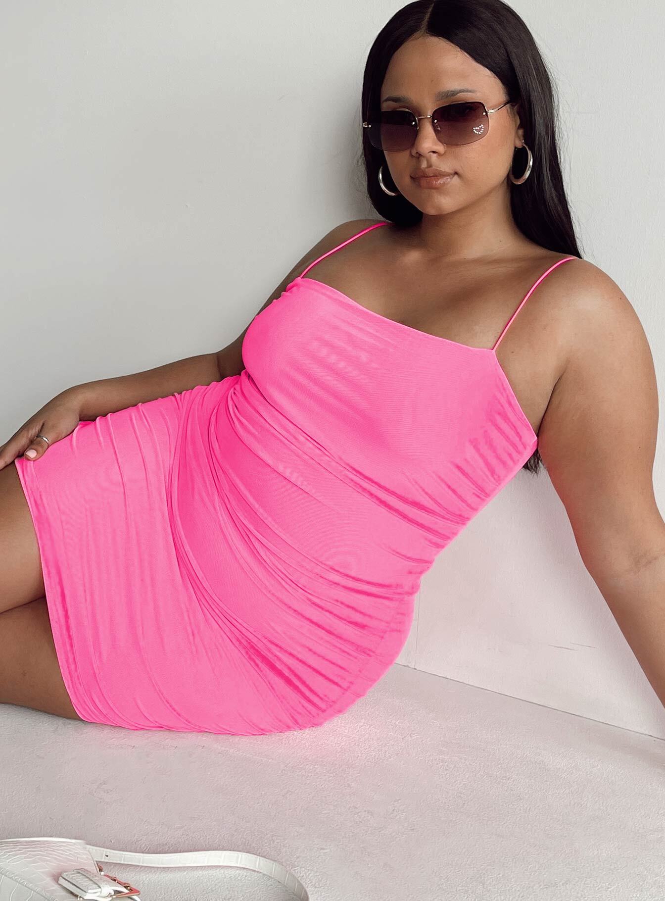 side view of model wearing Princess Polly Holloway Wishes Mini Dress Curve 