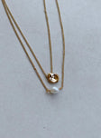 Necklaces Pack of two Fixed design - These can not be worn separately Dainty gold chain Drop charm Pearl detail Lobster clasp fastening