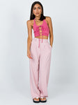 front view of model wearing Princess Polly Archer Pants Pink 