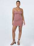 front view of model wearing Princess Polly Sugar Mini Dress Mauve 