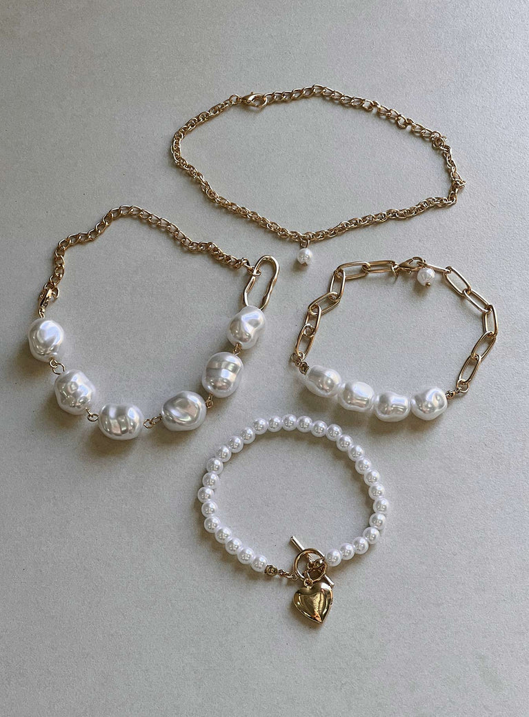 Bracelet Pack of four Gold-toned Pearl detail