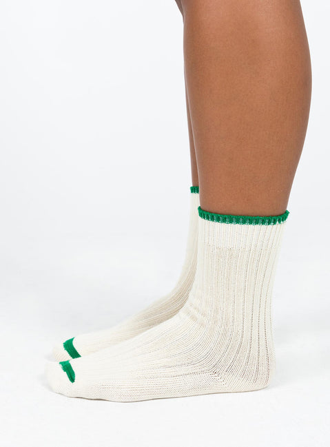 White socks Ribbed design Good stretch 