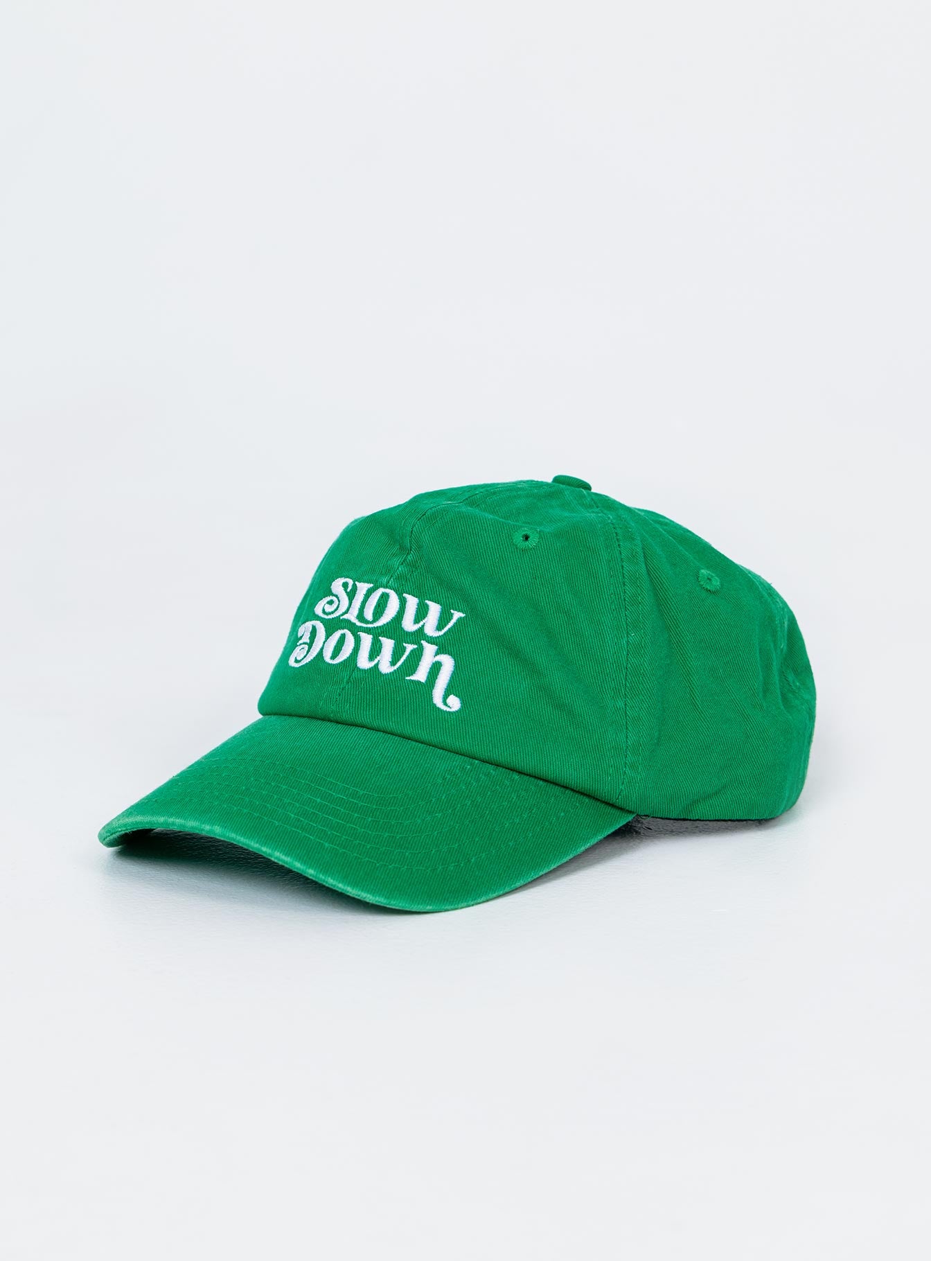 Green dad cap 100% cotton  Embroidered graphic  Vintage wash 