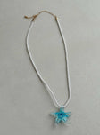 Necklace Twisted fabric chain Large glass pendant - wear with care Lobster clasp fastening