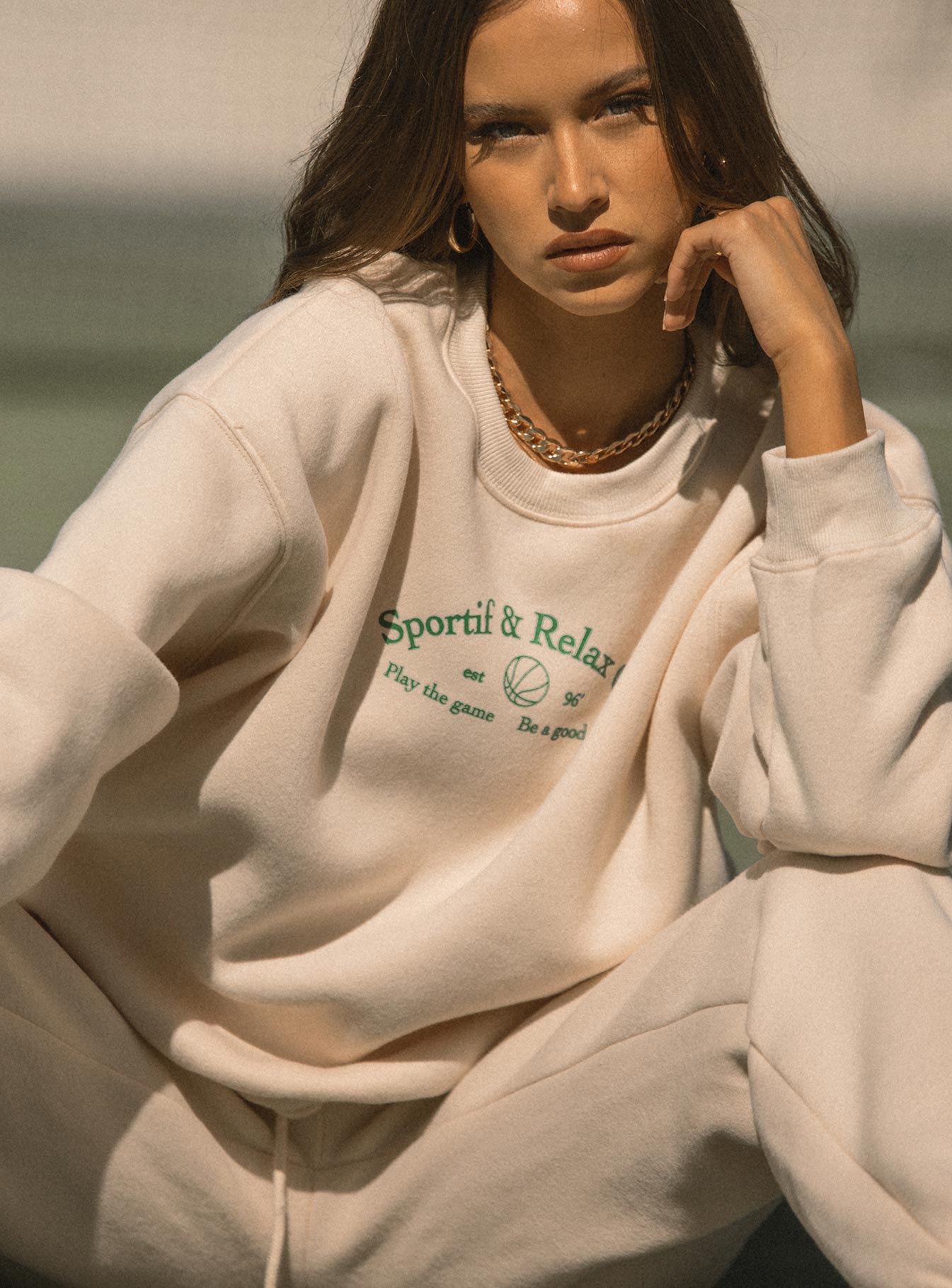 product MVP Oversized Crewneck Sweatshirt Cream Princess Polly  