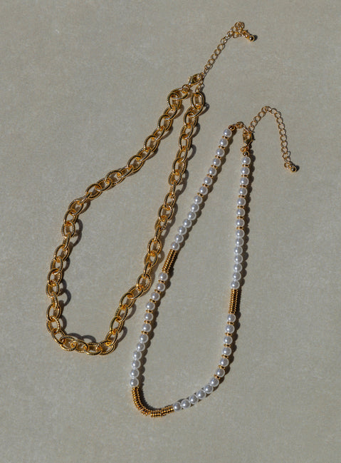 Mathias Necklace Gold / Pearl