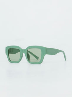 Sunglasses Oversized frame  Green tinted lenses Moulded nose bridge  