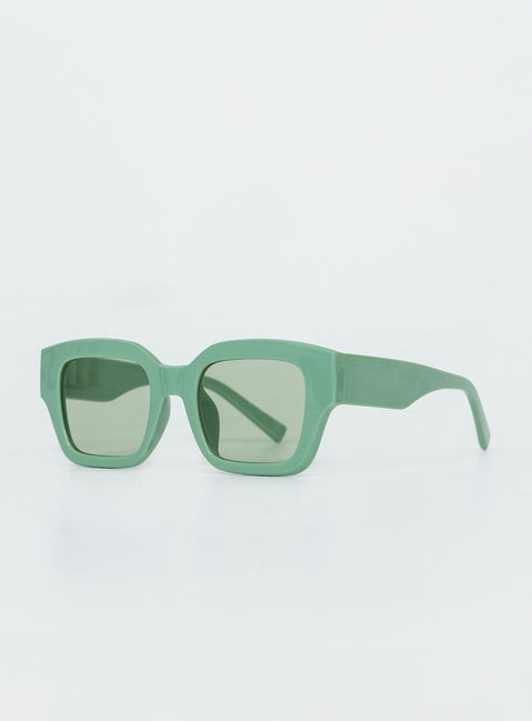 Sunglasses Oversized frame  Green tinted lenses Moulded nose bridge  