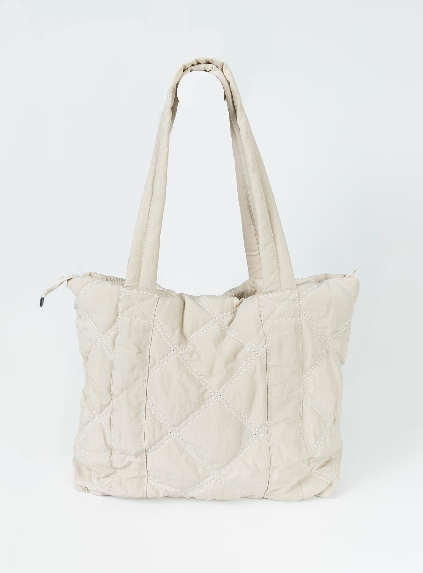 Jovie Nylon Quilted Tote Beige