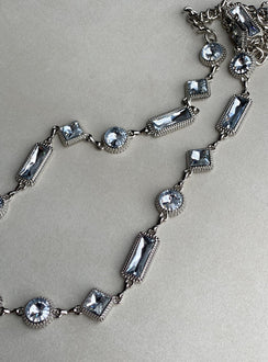 Chain belt Silver toned  Oversized rhinestones Lobster clasp fastening 