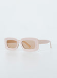 Sunglasses Princess Polly Exclusive 70% PC  30% AC UV 400 Rectangle frame  Beige tinted lenses  Moulded nose bridge 