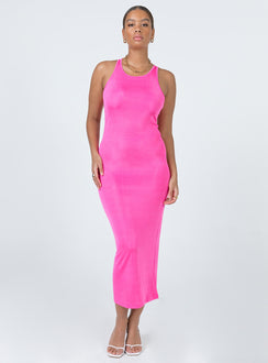 front view of model wearing Princess Polly Everlast Midi Dress Hot Pink 