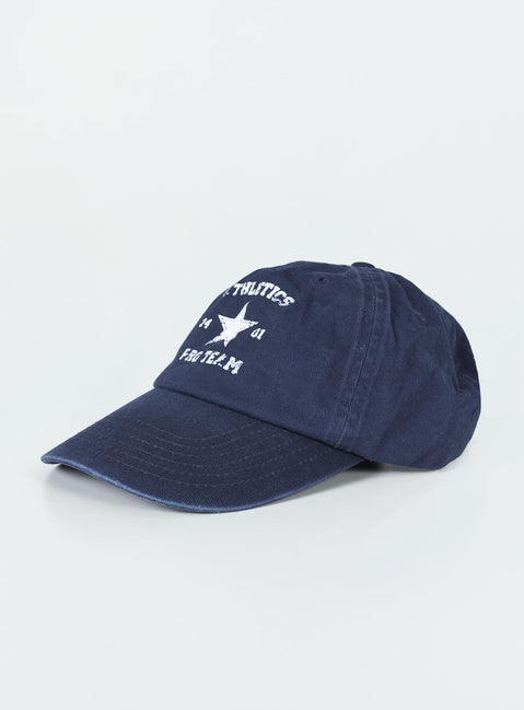 Blue dad cap White graphic print 