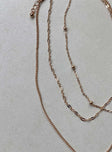 Necklace set Pack of three Dainty chains Gold-toned