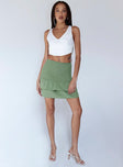   front view of model wearing Princess Polly Lillie Mini Skirt Green 