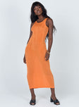 front view of model wearing Princess Polly Everlast Midi Dress Orange 