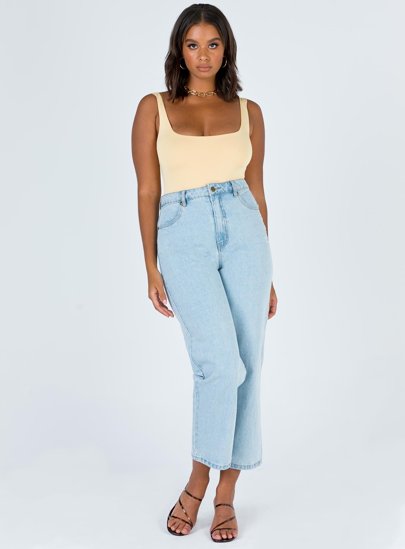 back view of model wearing Princess Polly Tamikah Bodysuit Sleeveless Scoop Neck 