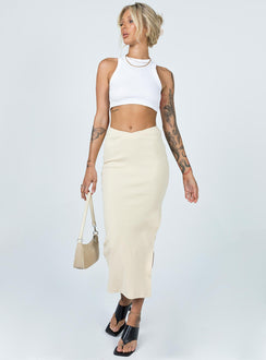   front view of model wearing Princess Polly Abigail Midi Skirt Cream 