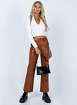 Princess Polly   Ashlea PU Pants Brown