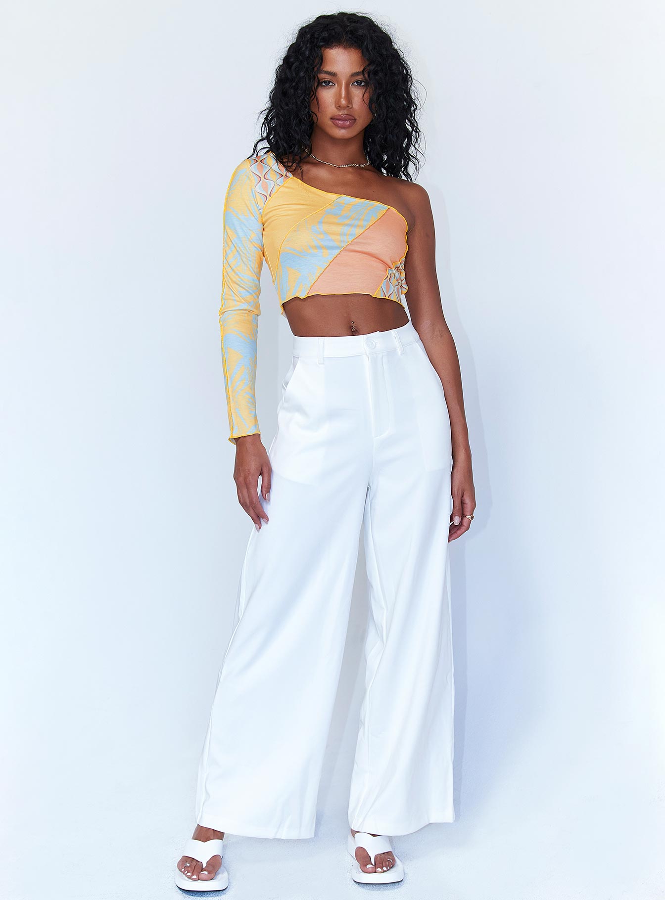 front view of model wearing Princess Polly Otis Top Orange 