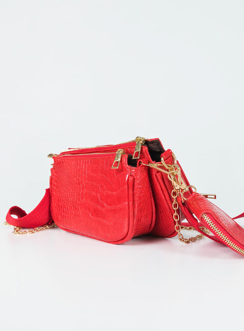 Harvey Croc Multi Pocket Bag Red
