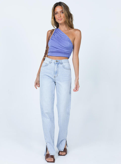 front view of model wearing Princess Polly The Goddess Crop Purple 