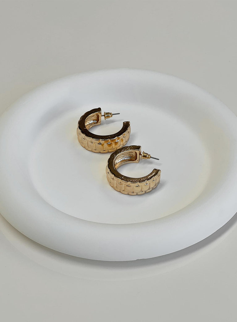 Earrings Gold-toned Hoop design Stud fastening