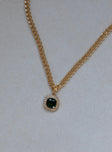 Necklace Gold-toned chain  Gemstone & diamante pendant  Lobster clasp fastening 