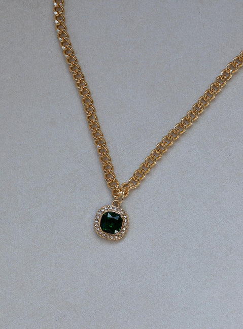 Necklace Gold-toned chain  Gemstone & diamante pendant  Lobster clasp fastening 