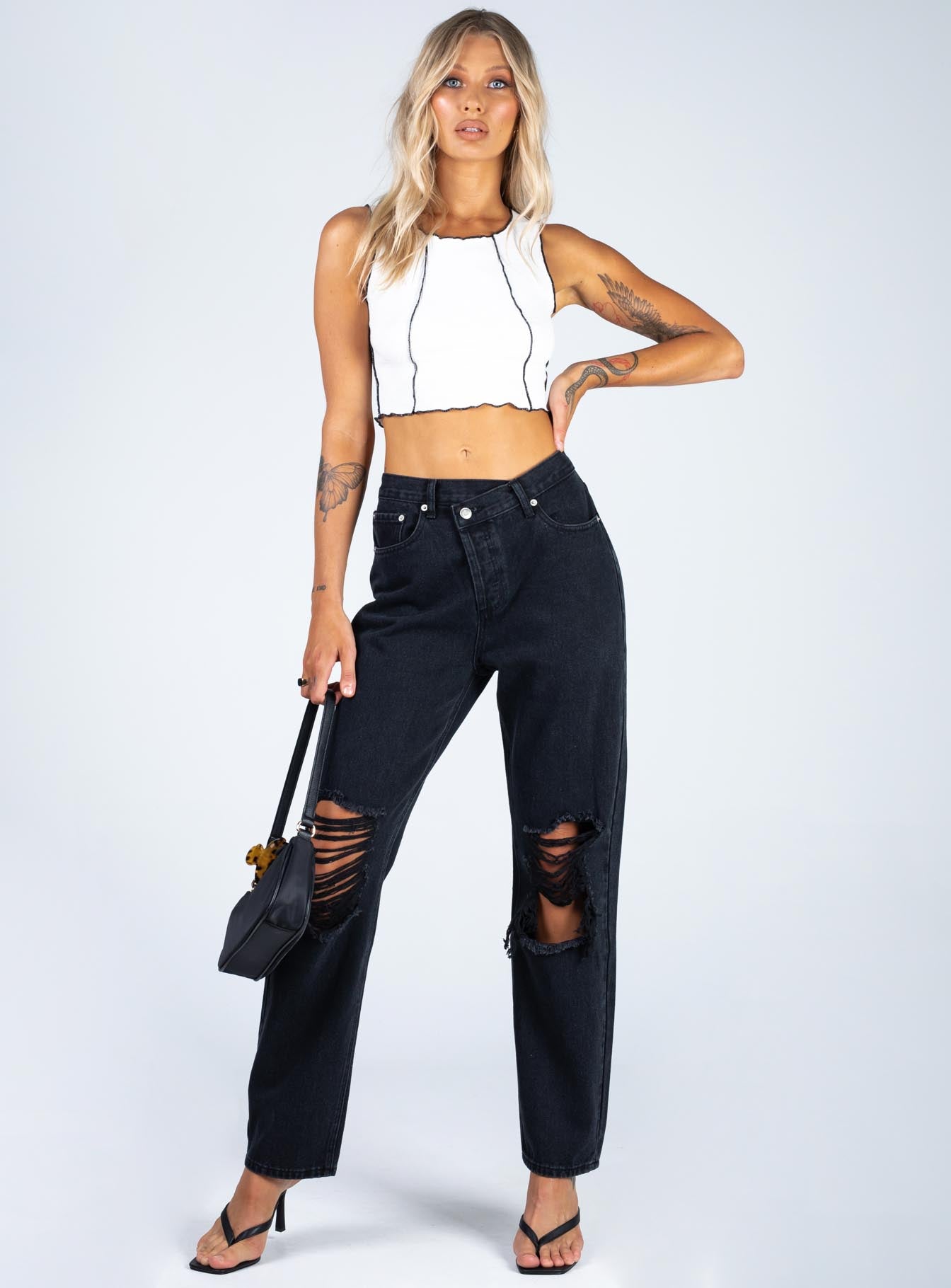 front view of model wearing Princess Polly Christa Top White 