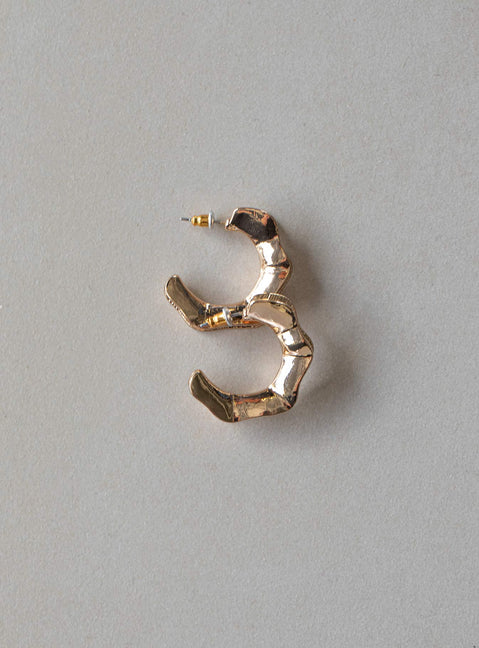 Earrings Hoop style Stud fastening Gold-toned