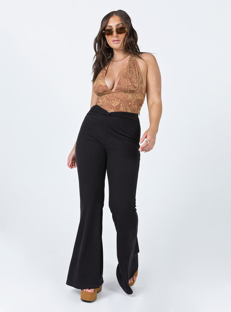 front view of model wearing Princess Polly Carolina Pants Black 