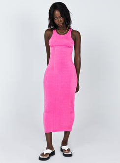 front view of model wearing Princess Polly Everlast Midi Dress Hot Pink 