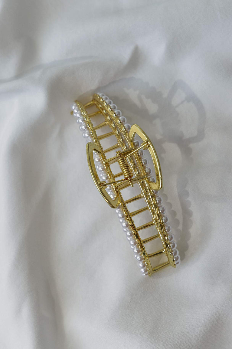 Zazo Pearl Hair Clip Gold / White