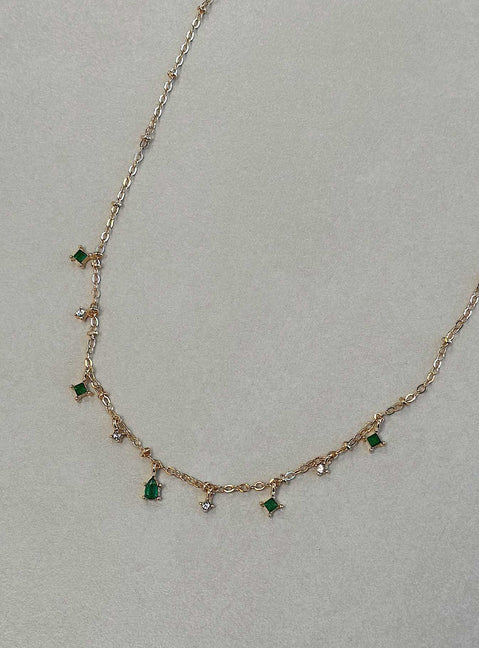 Necklace Gold toned Gemstone detail Lobster clasp fastening