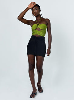   front view of model wearing Princess Polly Jester Mini Skirt Black 