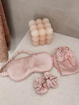 Sleep set Silky material Eye mask & scrunchie Bag with drawstring closure