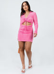 back view of model wearing Princess Polly Kylie Mini Dress Pink 