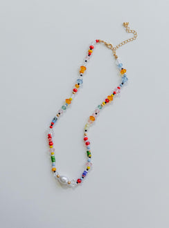 Necklace Beaded design  Gold-toned hardware  Lobster clasp fastening 