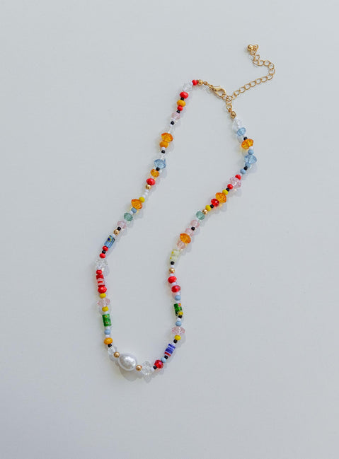 Necklace Beaded design  Gold-toned hardware  Lobster clasp fastening 