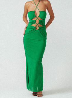 back view of model wearing Princess Polly Jagger & Stone Emily Maxi Dress Green 