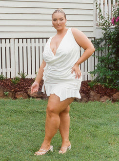 front view of model wearing Princess Polly Devotion Mini Dress White Curve 