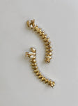 Ear crawler Stud fastening Diamante detail Gold-toned 