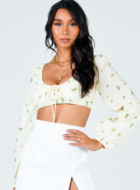 front view of model wearing Princess Polly Violetta Top Yellow 