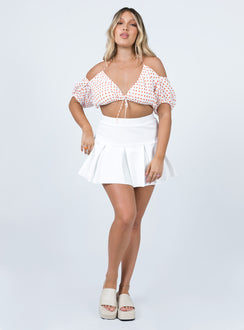 front view of model wearing Princess Polly Pippa Top White / Red 