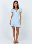 front view of model wearing Princess Polly The Sting Mini Dress Baby Blue 