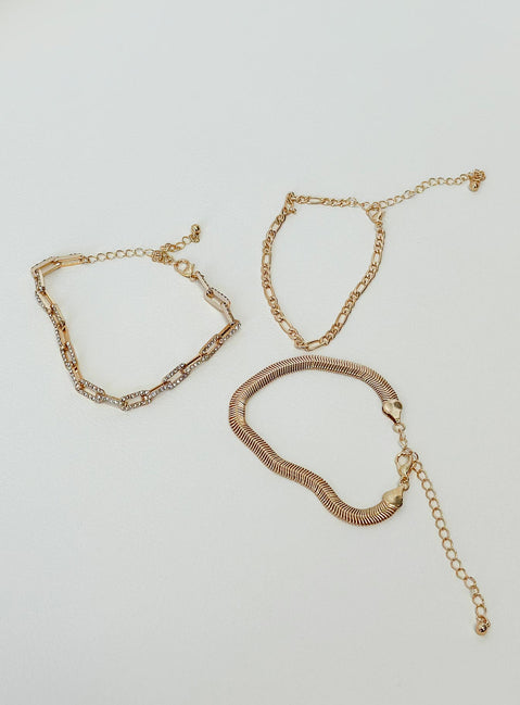 Bracelet pack Gold toned Diamante detail Lobster clasp fastening 