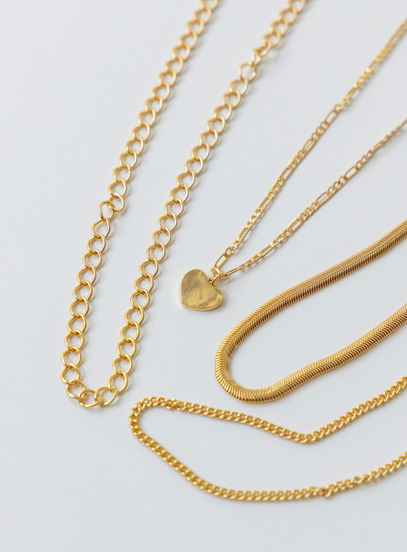 Necklace set Pack of four Figaro chain with pendant Snake chain Loop chains Lobster clasp fastening