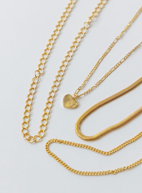 Necklace set Pack of four Figaro chain with pendant Snake chain Loop chains Lobster clasp fastening